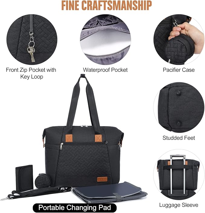 LOVEVOOK Diaper Bag Tote, Large Baby Diaper Bag Waterproof Travel Diaper Tote with Changing Pad