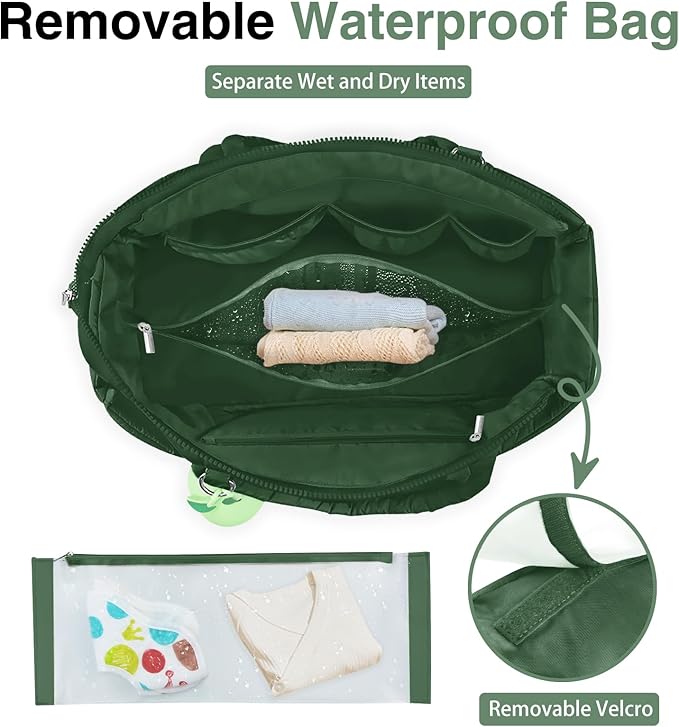 Diaper Bag Tote, Baby Diaper Tote Bags Crossbody Hospital Bag Travel Large Mommy Bag, with Silicone Pacifier Case