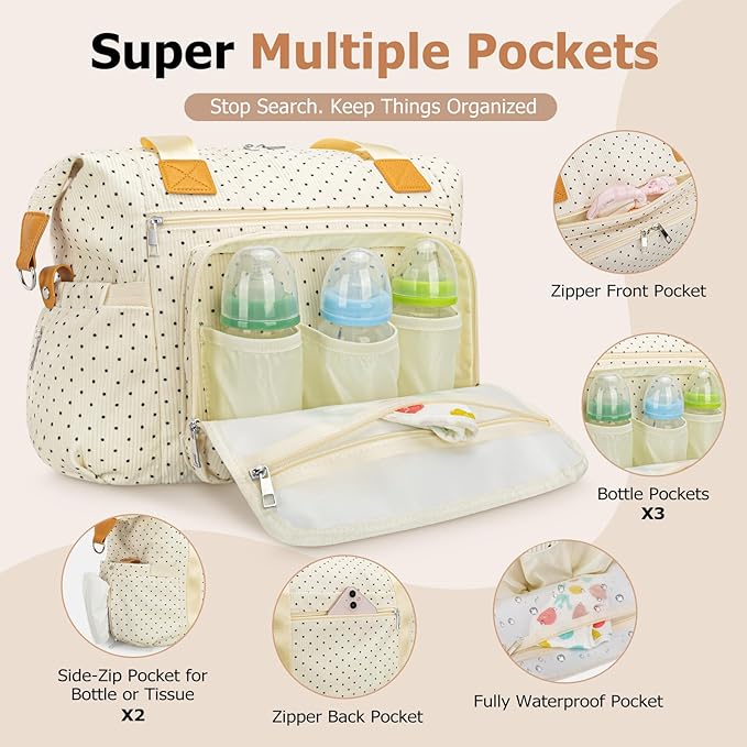 Diaper Bag Tote, Baby Diaper Tote Bags Crossbody Hospital Bag Travel Large Mommy Bag, with Silicone Pacifier Case