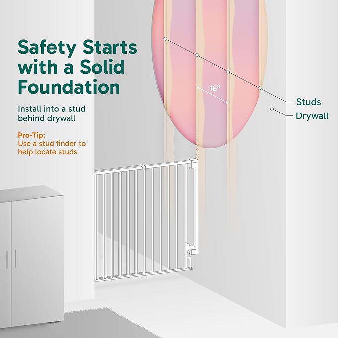 Cumbor Expandable 31.6-48" Baby Gate for Stairs, Wall-Mounted, 2-in-1 No Bottom Bar Dog Gate Indoor, Pet Gate for Doorways with Large Walk Thru Door, Child-Proof Safety Gate for Kids (Black)