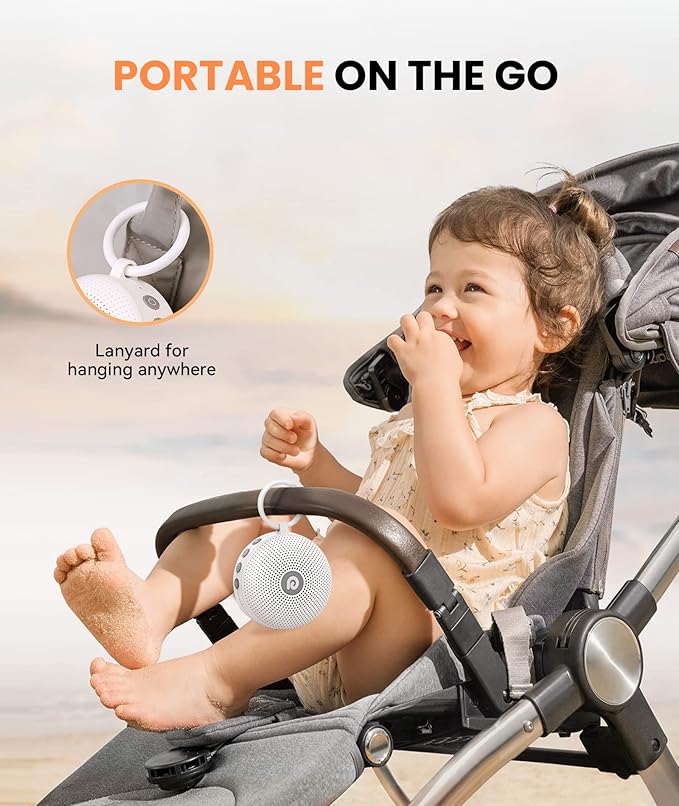 Dreamegg Portable Noise Machine for Baby Adult, Features Powerful Battery, 21 Soothing Sound, Noise Canceling for Office & Sleeping, Sound Therapy for Home, Travel, Registry Gift, Classic White