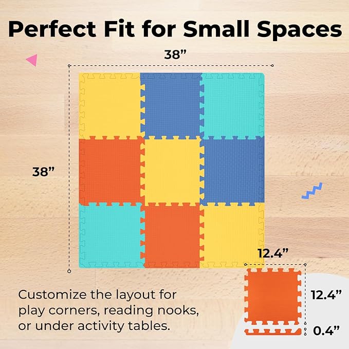 MioTetto Baby Play Mat, Comfortable Playtime Mat – Portable Foam Floor Tiles, Safe Baby mat for Floor for Crawling & Development, Soft Play mat for Babies, Stylish Interlocking Foam Tiles