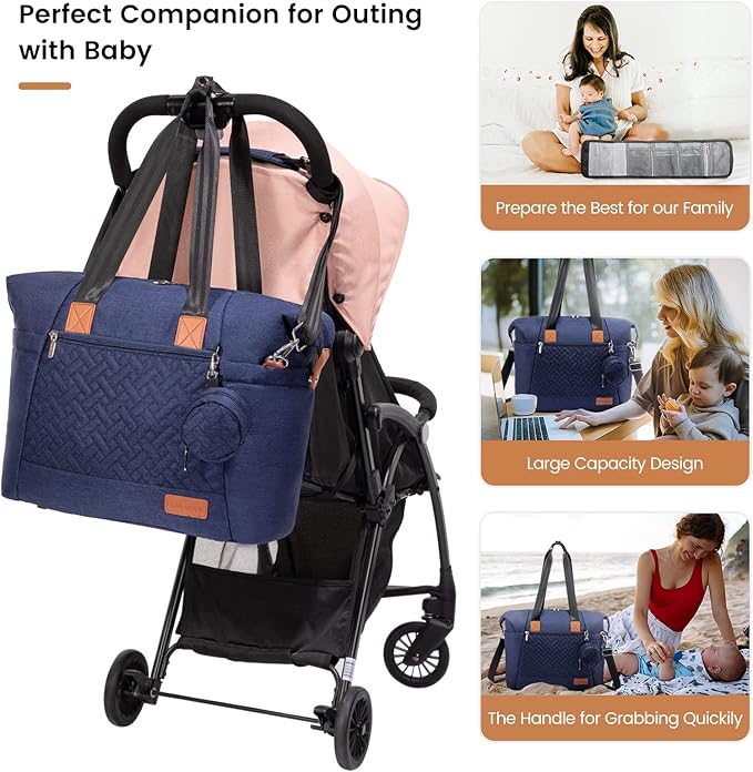LOVEVOOK Diaper Bag Tote, Large Baby Diaper Bag Waterproof Travel Diaper Tote with Changing Pad