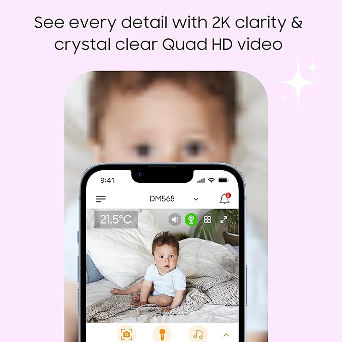 CHILLAX DM568 Video Baby Monitor – 2K QHD Baby Monitor with Camera and Audio w/Remote Pan‑Tilt‑Zoom, 5″ 720p Color Screen, Auto Dimming LED, Night Light & Sleep Trainer, Wi‑Fi/Non‑Wi‑Fi Viewing