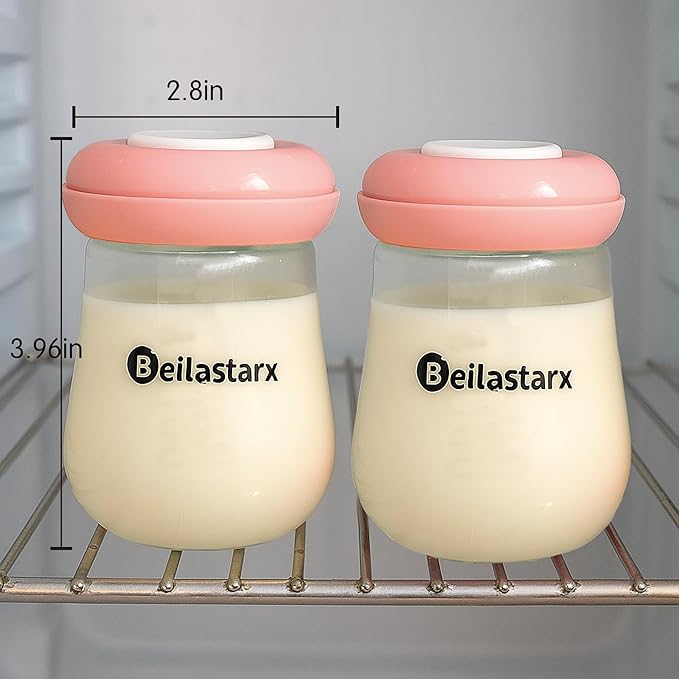 Glass Breast Milk Storage Bottles-Wide Neck Breastmilk Storage with Lids, Breast Milk Storage Containers for Fridge,BPA-Free (Red,6oz(pack of 4))