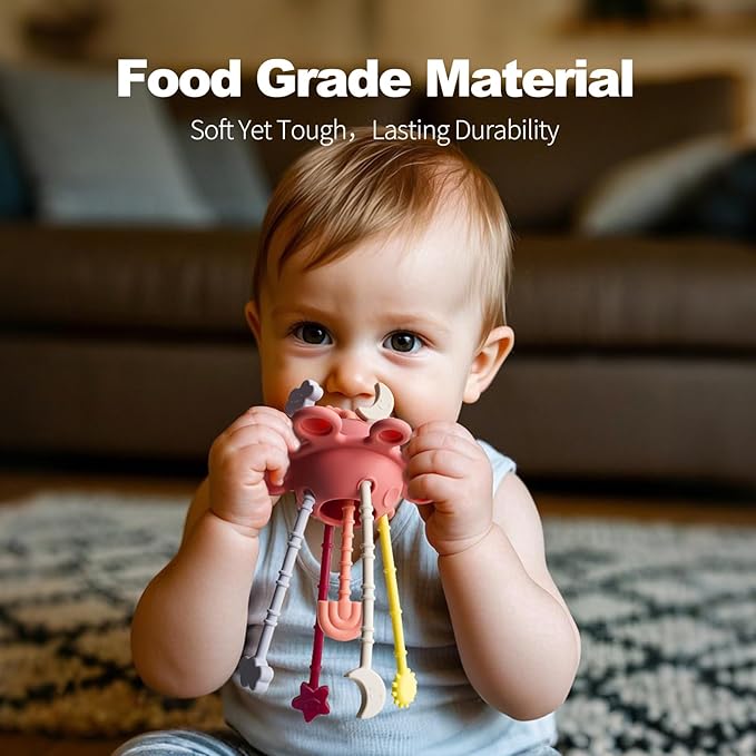 Montessori Sensory Toys for Babies 18 Months, Silicone Pull String Teething Toys for Baby Toys 18 Months, Infant Fidget Toys for Toddlers 2-3 Education Newborn Gifts