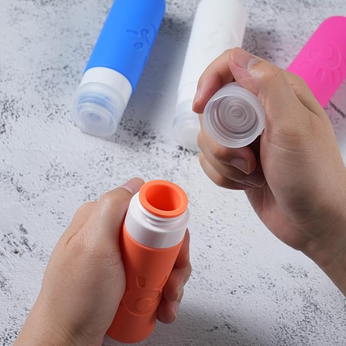 Zafit Travel Bottles for Toiletries, TSA Approved Travel Containers 3oz Leak Proof Travel Tubs Refillable Liquid Travel Accessories for Shampoo Conditioner Lotion Body Wash(Multicolored D)