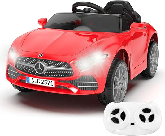 12V Kids Ride On Car with 2.4G Remote Control,Battery Powered Electric Car Ride On Vehicle Double Doors, Safety Belt,LED Light (SC-Red)