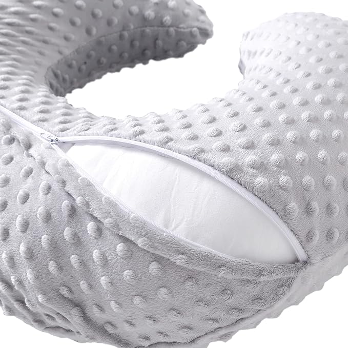 NIVAVA BABY Nursing Pillow and Positioner for Breastfeeding, Ultra Soft Baby Breastfeeding Pillows for More Support for Mom and Baby, with Premium Removable Cover (Glacier Gray)