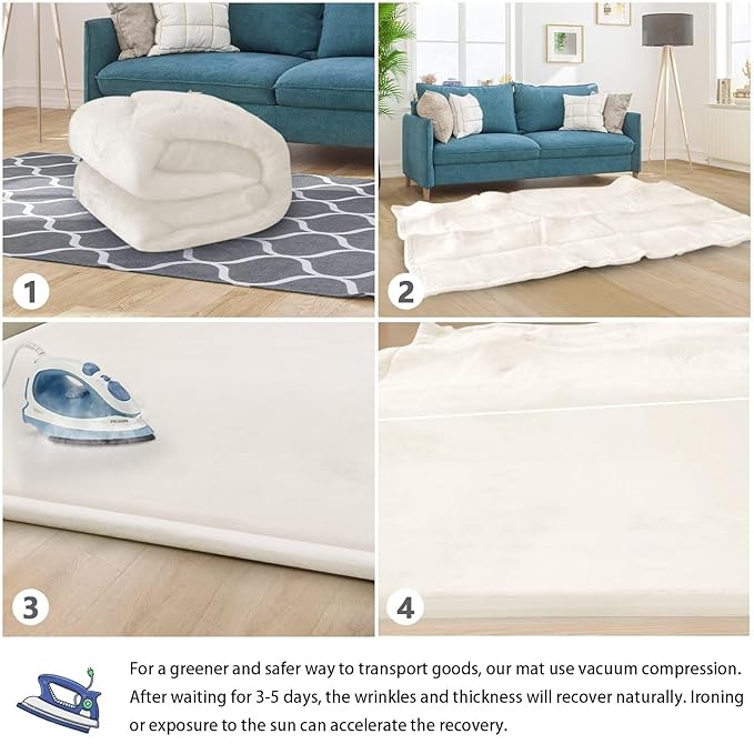 ILPEOD Baby Play Mat for Floor Tummy Time Mat Nursery Rug Muscle Mat Area Rug Playroom Rug Tatami Mat 6'7"x4'11" Memory Foam 1.3" Thick Crawling Mat for Babies,Toddlers, Infants, (Cream)