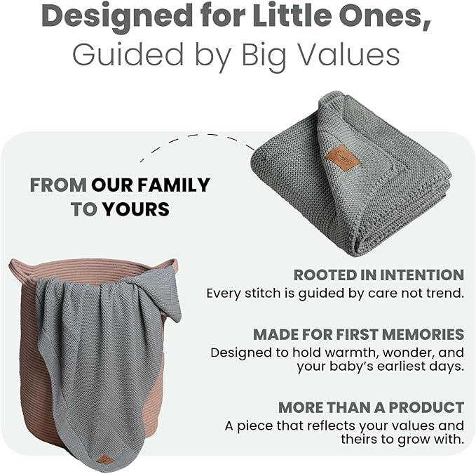 Little Dedi 100% Organic Cotton GOTS Certified Baby Knitted Blanket with Gift Box - Soft Toddler, Crib, Stroller Blanket - Neutral Swaddle and Receiving Blanket for Newborns, 30"x40", Green
