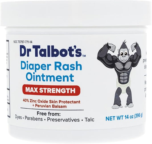 Dr. Talbot's Maximum Strength Diaper Rash Ointment - 14 oz - Zinc Oxide Skin Protectant with Peruvian Balsam - Treats and Prevents Rash