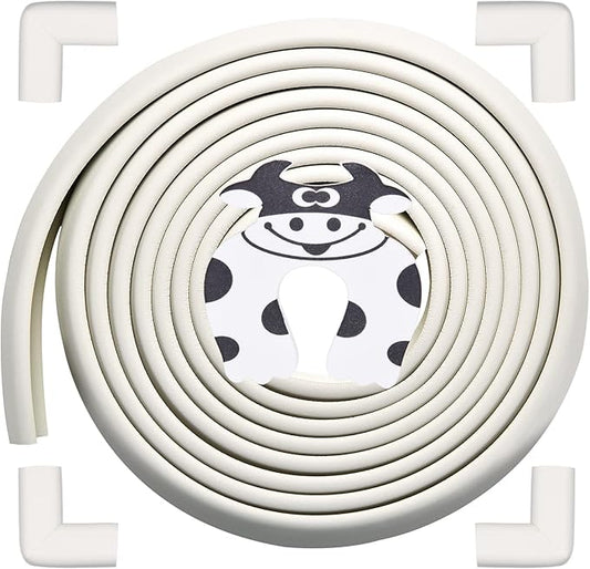 Baby Proofing Edge and Corner Guards, (16.4ft Edge + 4 Corners) Safety Furniture Bumper, Baby Corner Protector for Fireplace, Table, Stair, Cabinet, 3M Adhesive, White