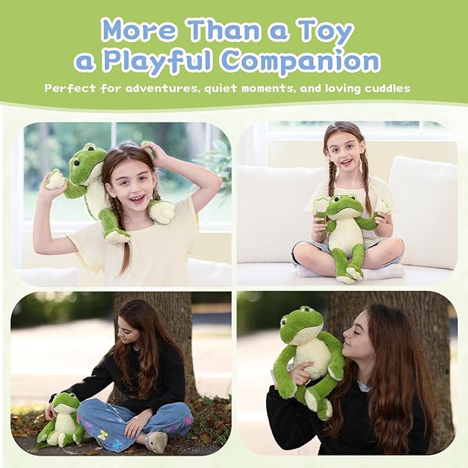 Muiteiur 17.7 Inch Plush Frog Stuffed Animal, Cute Frog Soft Toy with White Belly, Gift for Kids Girlfriend