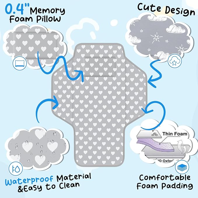 Baby Portable Changing Pad Travel - Waterproof Compact Diaper Changing Mat with Built-in Pillow - Lightweight & Foldable Changing Station, Newborn Shower Gifts