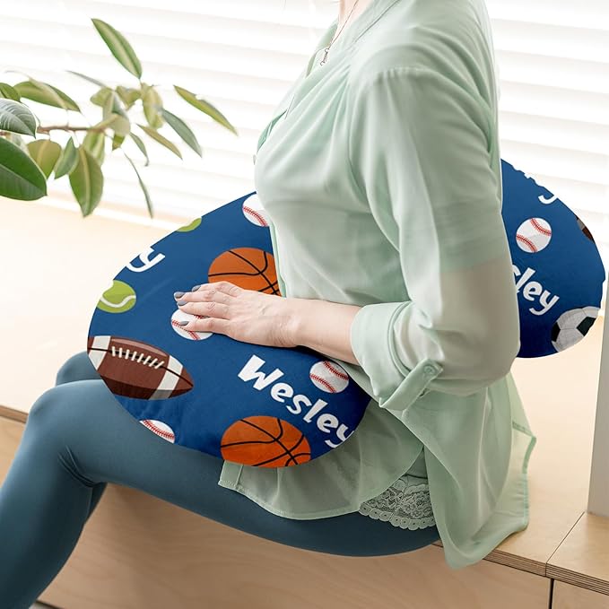 Rucekia Baby Nursing Pillow Cover - Personalized Name Blue Balls Breastfeeding U-Shaped for Bottle Feeding, Ultra Soft Comfortable Breastfeeding Pillow Cover for Infant Baby Boys and Girls
