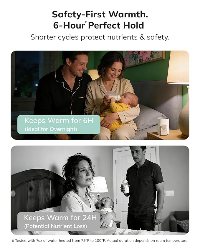 Umimile Portable Bottle Warmer for Travel – Heats The Bottle Directly—No Pouring, Fast Heating Baby Bottle Warmer on The Go, 6 Temp Settings & Auto Keep-Warm,Fits 2.5-3.3in Bottles (White)