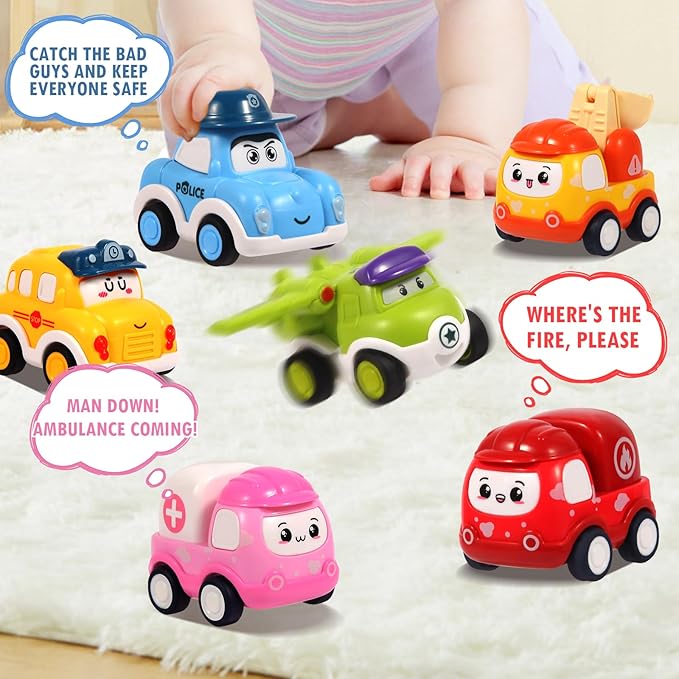 12 Pcs Pull Back Cars Set Toys for 1 2 3 Year Toddlers, Baby Car Toys for 12-18 Months, Construction Vehicle Racing Car Set, Baby Toys for 1 2 Year Old Boy, 1st Birthday Gift for 1 2 3 Year Old Boys