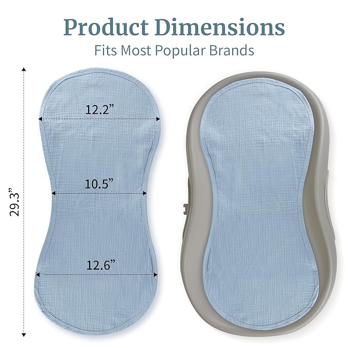 4 Pcs Changing Pad Liners Fits in Peanut Shape Changing Pad Waterproof Diaper Mats Organic Cotton Peanut Mats are Warm on a Baby's Back, Washable Reusable (Blue)