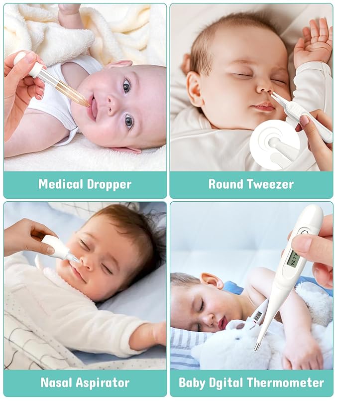 Baby Healthcare and Grooming Kit, Electric Safety Nail Trimmer Baby Nursery Kit, Newborn Care Kits with Hair Brush Comb for Newborn Infant Toddlers Baby Boys Girls Kids, Baby Shower Gifts (White)