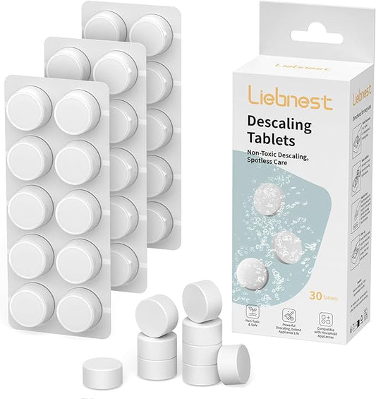 30 Count Descaling Tablets – Compatible with Baby Brezza, Momcozy, Papablic & All Brands. Fits Bottle Washers, Warmers, Sterilizers & Formula Makers to Remove Milk Stains & Limescale