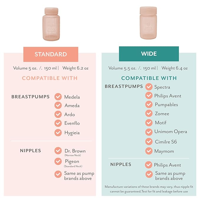 Mila's Keeper Premium Silicone Breast Milk Storage Bottles, for Pumping, Storing and Feeding, Fits Leading Pumps and Nipples, 6 oz Silicone Milk Storage Containers, Wide Neck Multi-Color, Set of 3