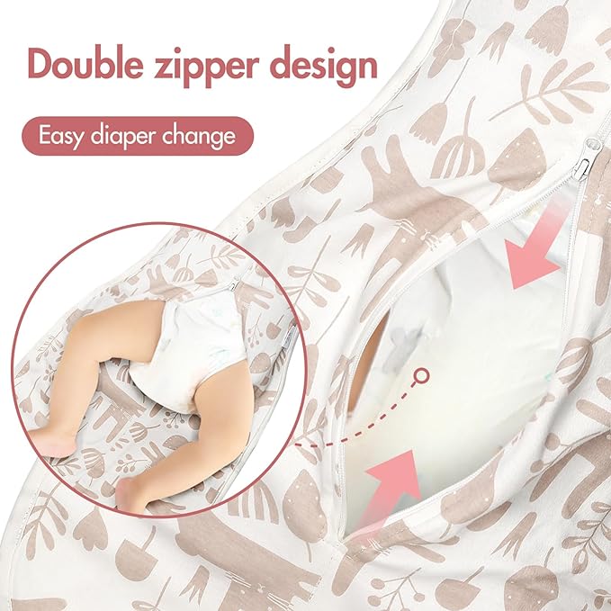 2-Pack Newborn Swaddle Sleep Sack - Arms Up Swaddle 0-3 Months, Baby Transitional Swaddles for Newborn, Cuff Removable Design, Pink Bunny Breathable Sleep Sacks with 2-Way Zipper