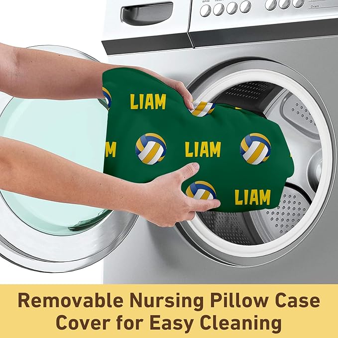 Rucekia Baby Nursing Pillow Cover - Personalized Name Volleyball Theme Breastfeeding U-Shaped for Bottle Feeding, Ultra Soft Comfortable Breastfeeding Pillow Cover for Infant Baby Boys and Girls