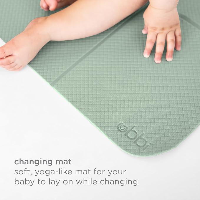 Ubbi On-The-Go Diaper Changing Baby Mat, Soft and Comfortable, Must Have for Newborns, Easy to Clean, Portable Folding Pad, Infant Traveling Accessories, Sage Green, 16" x 21"