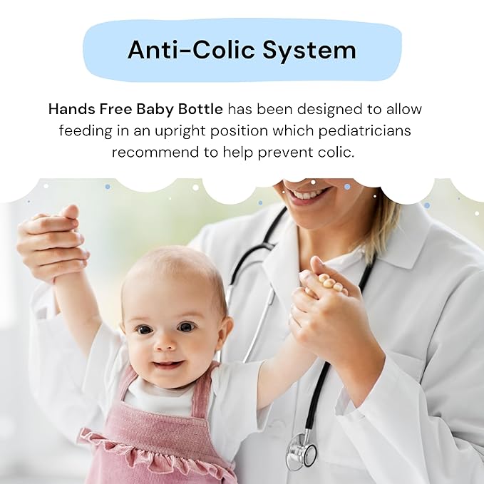 Hands-Free Baby Bottle - Anti-Colic Nursing System 9 oz Baby Bottle with Fast Flow Nipple/Teat 3m+ with Tube Straw Feeding System for Toddler (2 Bottles - Elephant)