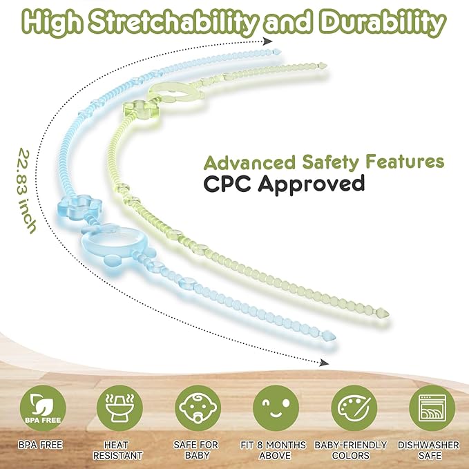 Toy Straps for Baby, 6pcs Adjustable Toy Holder for Stroller Accessories, Silicone Baby Tether Pacifier Clip, No Throw Baby Travel Essential Leash for High Chair, Car Seat, Baby Toy Clips,Cribs