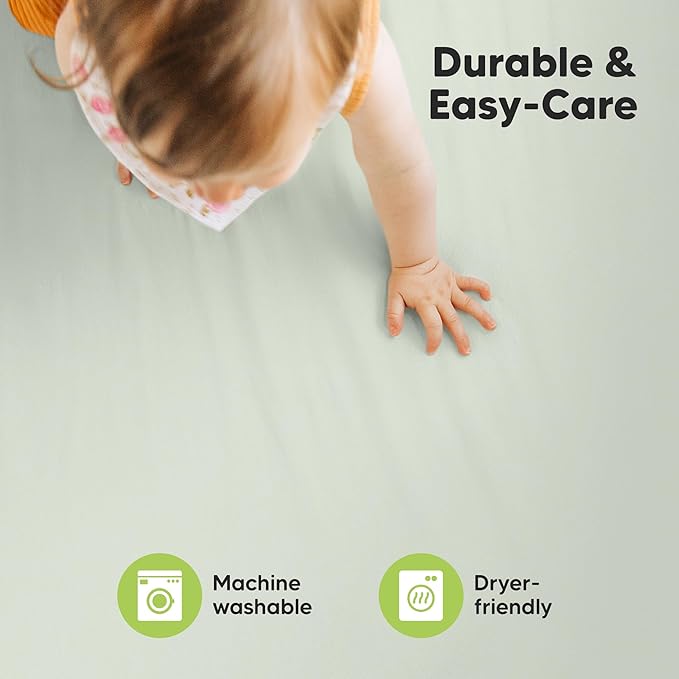 2-Pack Mini Crib Sheets Fitted - 38x26 Pack N Play Sheets for Pack and Play Mattress, Organic Cotton, Soft & Breathable Playard Bedding, Neutral Mini Toddler Bed Cover for Boys, Girls (Wildflowers)