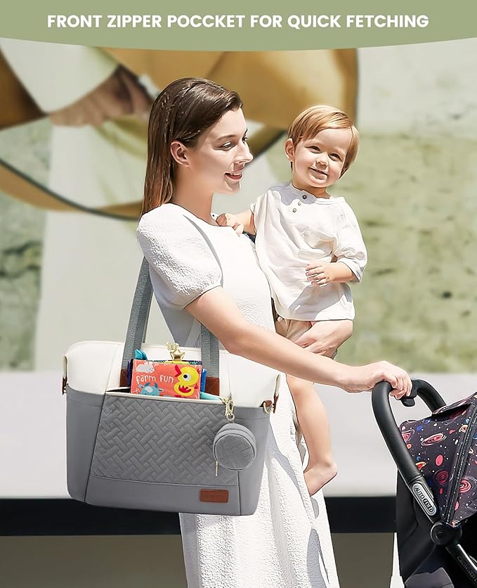 LOVEVOOK Diaper Bag Tote, Large Baby Diaper Bag Waterproof Travel Diaper Tote with Changing Pad