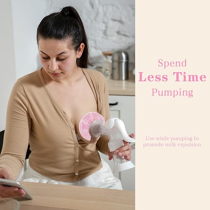 Hot/Cold Breast Gel Ice Packs Breast Cooling/Heat Pads Relief for Breastfeeding, Nursing Pain, Mastitis, Engorgement, Swelling, Plugged Ducts | Boost Milk Let-Down & Production,2 Pack (Pink)