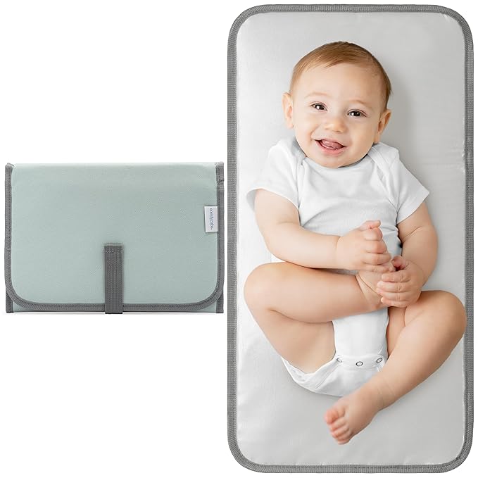 Comfy Cubs Baby Changing Pad Compact Size - Waterproof Diaper Changing Mat with Cushioned Pillow - Soft & Lightweight, Foldable Design for Travel - Stylish Design for Boys and Girls - Earth Green