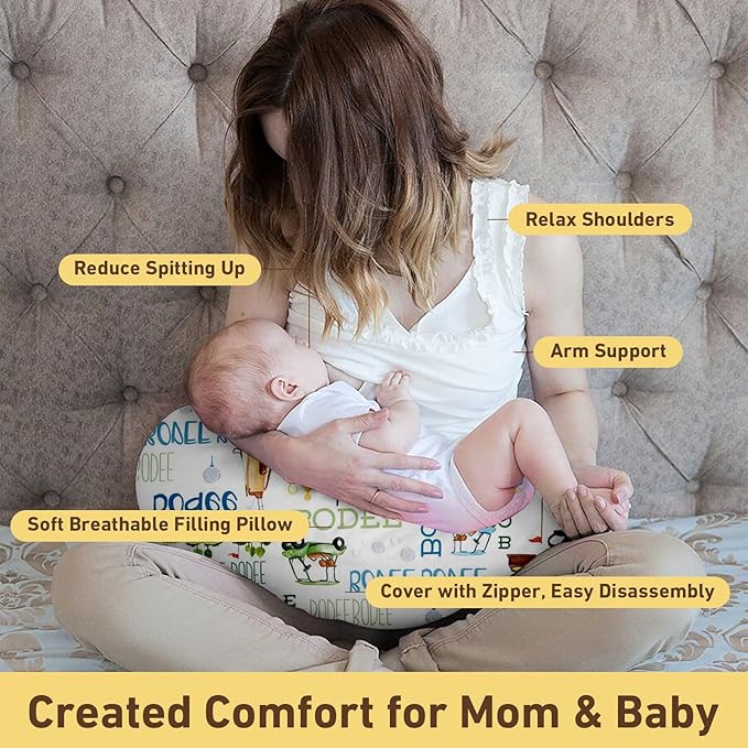 Rucekia Baby Nursing Pillow Cover - Personalized Name Golf Theme Breastfeeding U-Shaped for Bottle Feeding, Ultra Soft Comfortable Breastfeeding Pillow Cover for Infant Baby Boys and Girls