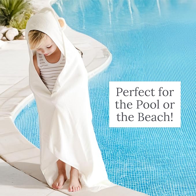 Natemia Premium Hooded Baby Towels - Ultra Soft Baby Bath Towel with Animal Design, Toddler Bath Towel, Newborn Towels for Boys and Girls, Made in Turkey - Hippo