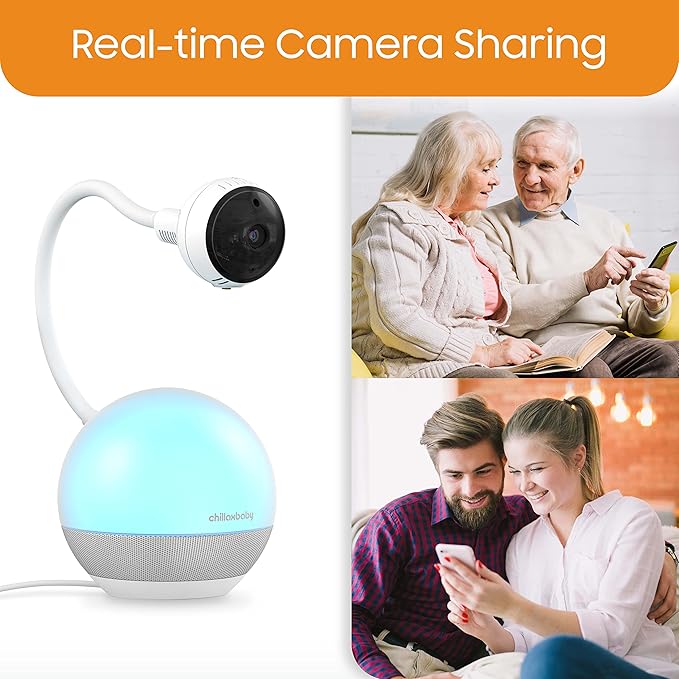 CHILLAX DM600 Baby Mood Lite - Smart Baby Monitor with Night Light, Temperature Sensor - Sleep Monitor with HD Camera, Soothing Sounds & Lullaby - Wi-Fi Remote Access, App-Compatible Device