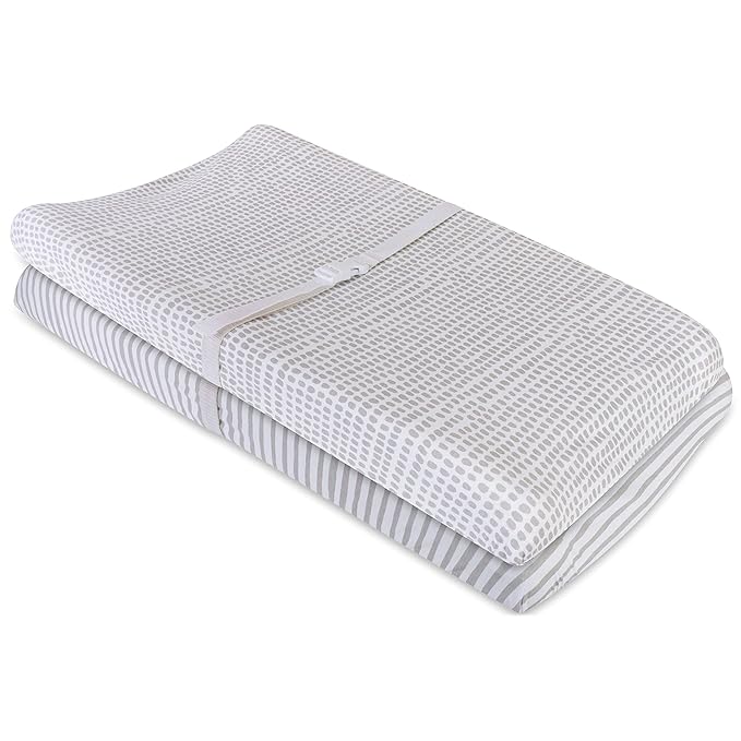 Ely's & Co. Waterproof Changing Pad Covers | Cradles Sheets 2 Pack - 100% Jersey Cotton with Waterproof Liner - Neutral Taupe Grey for Baby Girls and Boys, Newborn Essentials