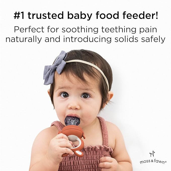 Moss and Fawn Forage Feeder - Soothing Silicone Frozen Breast Milk Popsicle & Baby Food Teething Toy, Pacifier, Fruit Feeder, & Teether - BPA, PVC & Phthalate-Free - Terracotta