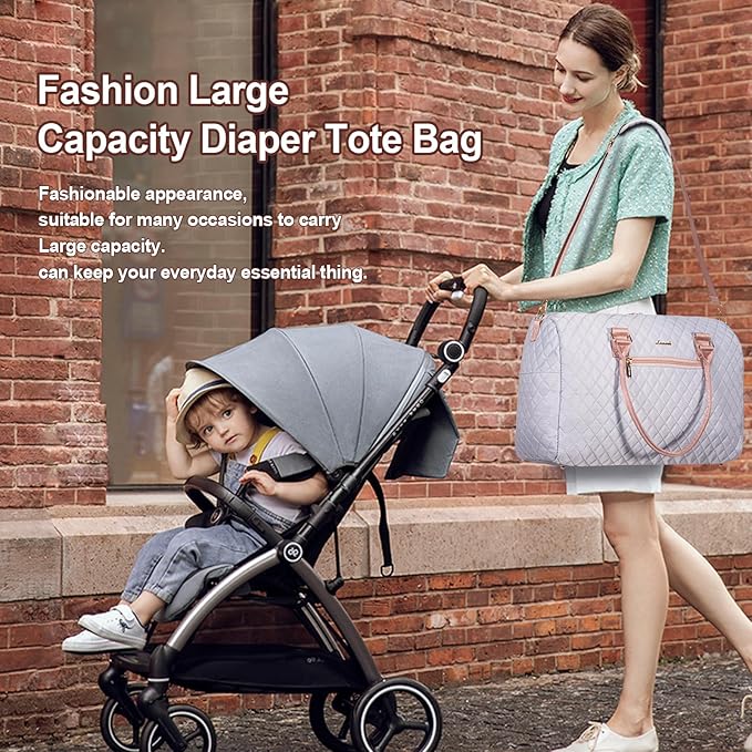 LOVEVOOK Diaper Bag Tote with Pacifier Case and Changing Pad, Large Capacity Mommy Bag for Hospital and Weekender Travel, Functional Baby Bags Newborn Baby Essential