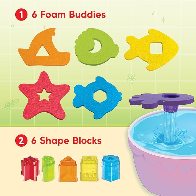 Imagimake Floating Bath Buddies |Leaps & Bounds Bath Toys for 6+ Months | Learning Toy for Newborn & Infant | 3-in-1 Play & Learn - Water Play, Color Matching & Shape Puzzle | Gift for Baby 6+ Months