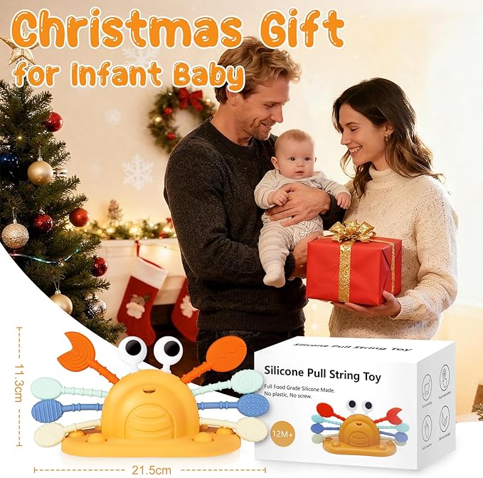 VoMii Baby Toys Silicone with Suction Cup for High Chair Toddler Sensory Toys for 12 Month, Montessori Sensory Activity Toys for 1-3 Year, Pull String Toy for Infant Toddlers Gift