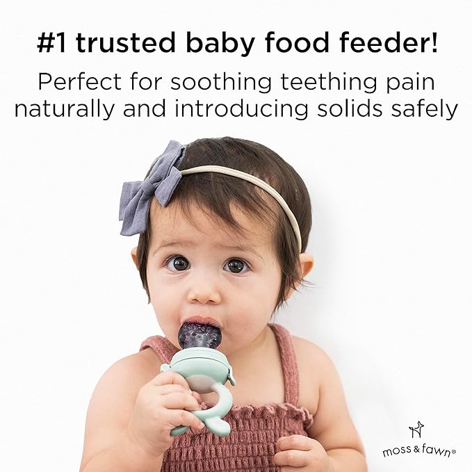 Moss and Fawn Forage Feeder - Soothing Silicone Frozen Breast Milk Popsicle & Baby Food Teething Toy, Pacifier, Fruit Feeder, & Teether - BPA, PVC & Phthalate-Free - Fern