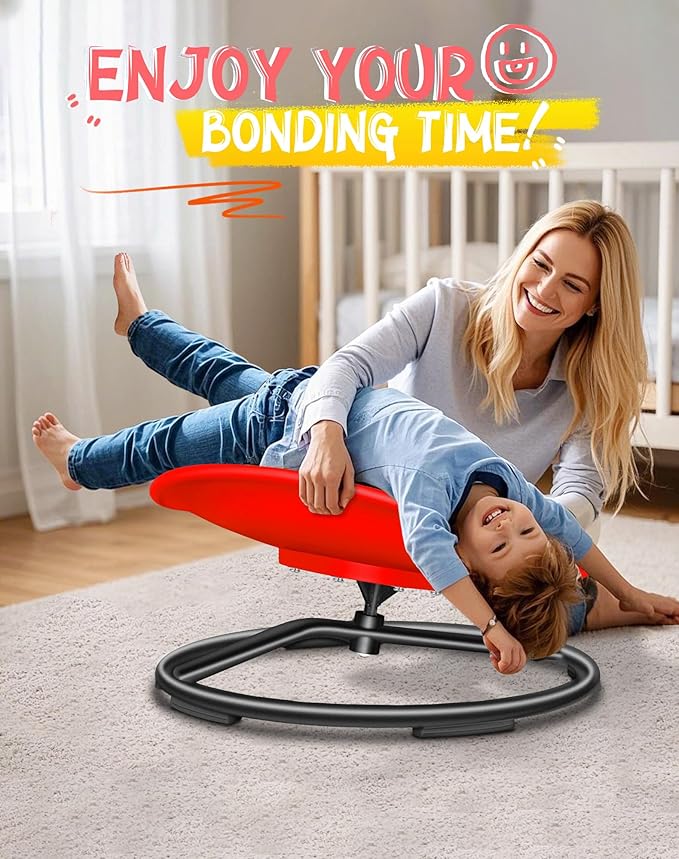 Spinning Chair for Autistic Kids, Sensory Swivel Chair, 220LBS Weight Capacity, Sensory Toy for Children with ADHD/Autism, Training Body Coordination, 3+ Years (Red)