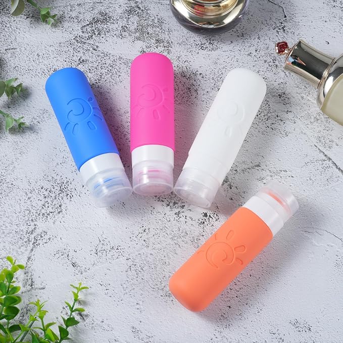 Zafit Travel Bottles for Toiletries, TSA Approved Travel Containers 3oz Leak Proof Travel Tubs Refillable Liquid Travel Accessories for Shampoo Conditioner Lotion Body Wash(Multicolored D)