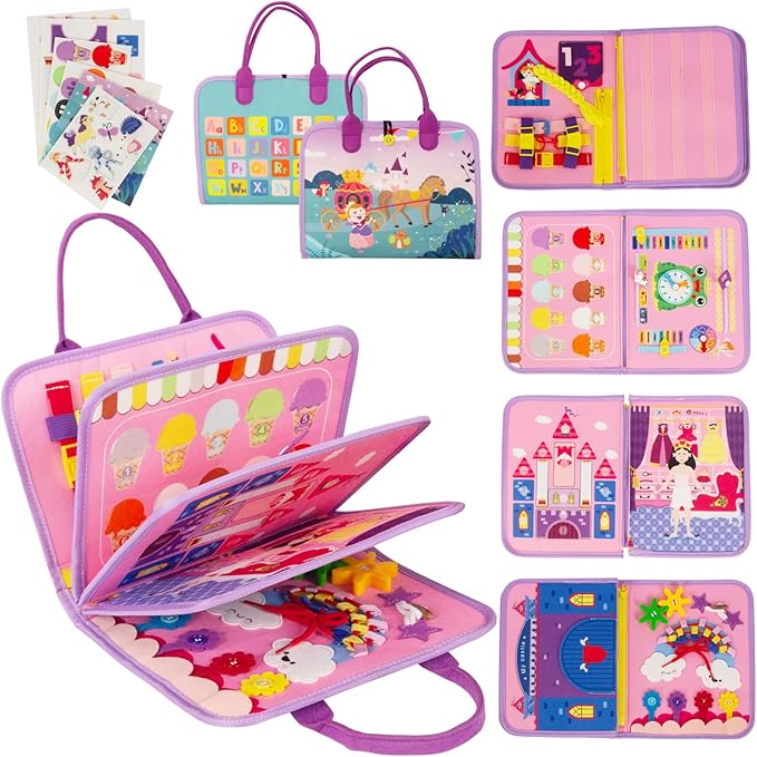 Busy Board Montessori Toys for Boy Girl Birthday Gifts, Busy Book Learning Sensory Easter Toys for Toddlers, Toddler Travel Autism Educational Activities Fine Motor Skills