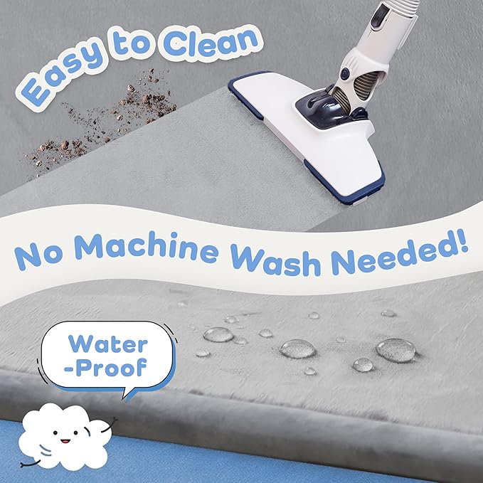 1.5" Thick Padded Baby Play Mat for Floor Tummy Time, Pro Soft Foam Activity Playroom Playmats, Easy Care with Non-Slip Safe for Infant Toddler Kids Crawling 59"x 71" (Dark Grey)