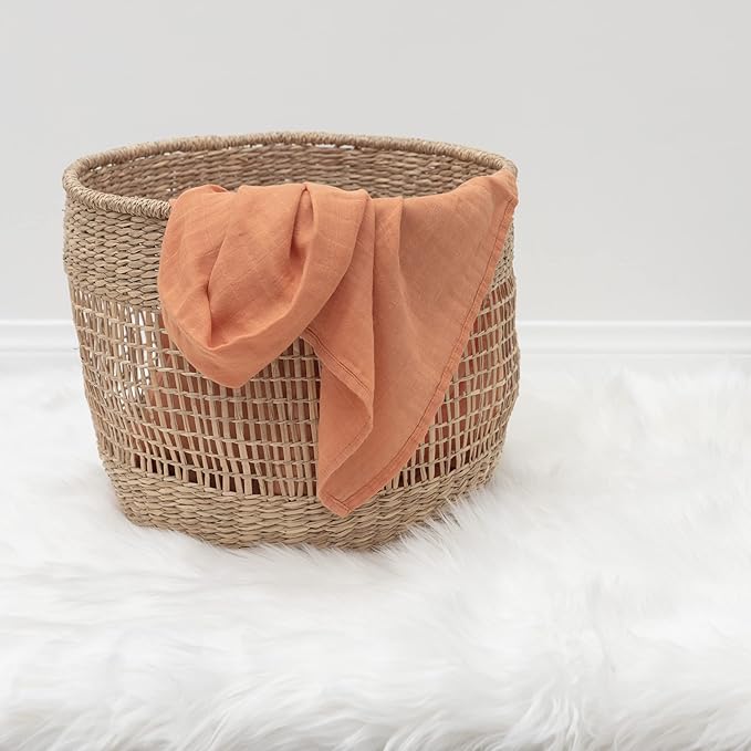 Organic Muslin Swaddle Blanket - Baby Receiving Blankets Neutral - Organic Muslin Solid Color Swaddle Blankets, Earth Tone Collection, XLarge Soft and Breathable, 2 Pack, 47" x 47"