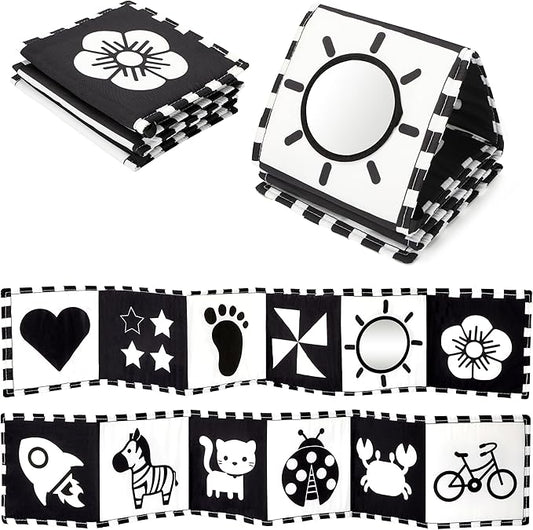 URMYWO Black and White Tummy Time High Contrast Newborn Toys 0-3 Months, Soft Baby Book, Visual Stimulation Montessori Sensory Infant Toys 0-6-12 Months, Shower Gift for Boys Girls